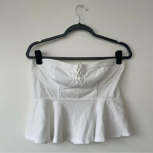 Free People White Strapless Peplum Top